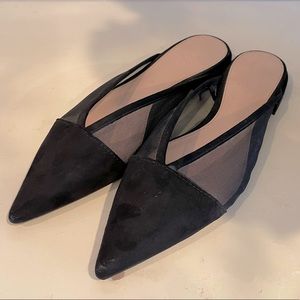 ZARA black pointy flats with combination materials